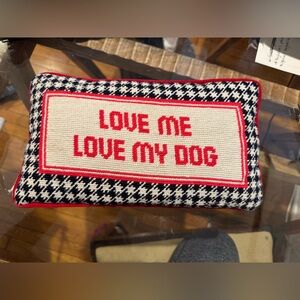 Centrum Needlepoint Pillow Love Me Love My Dog Wool Blend 13”